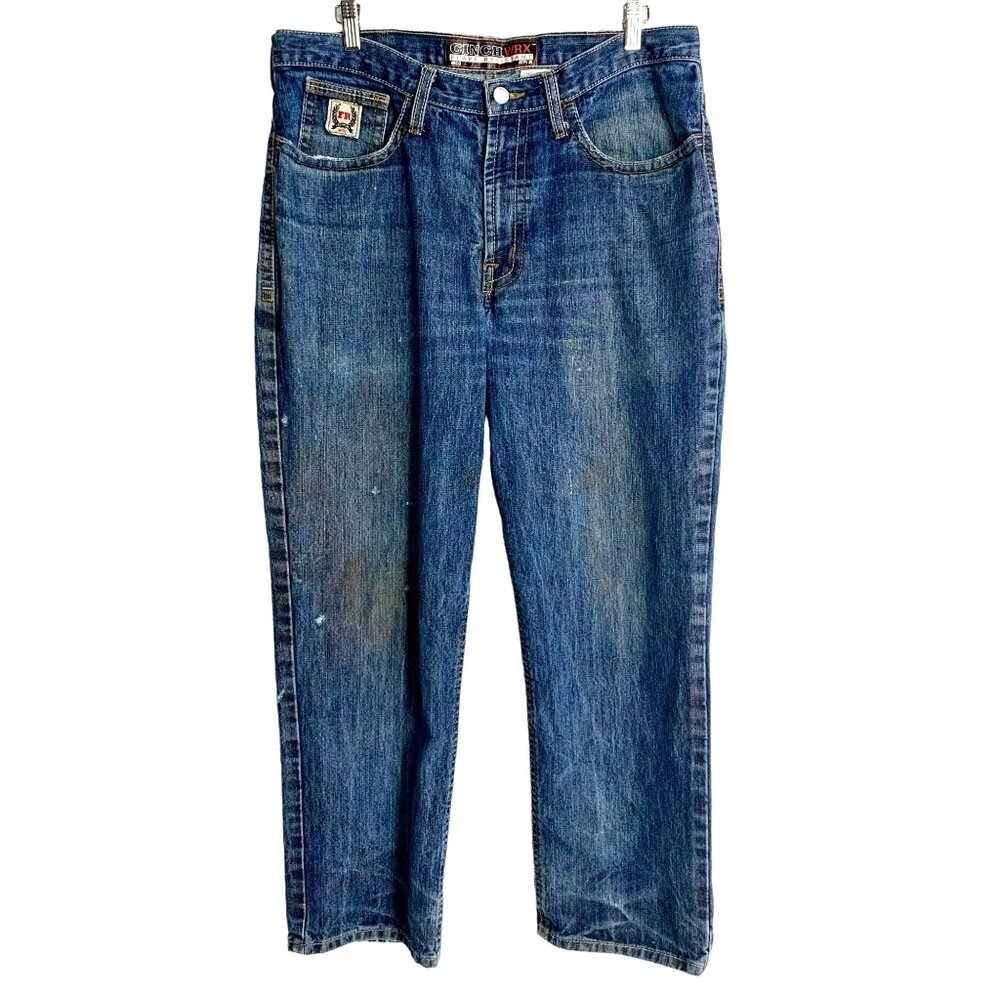 Cinch WRX FR Straight White Label Flame Resistant Blue Jeans 36x30 Workwear